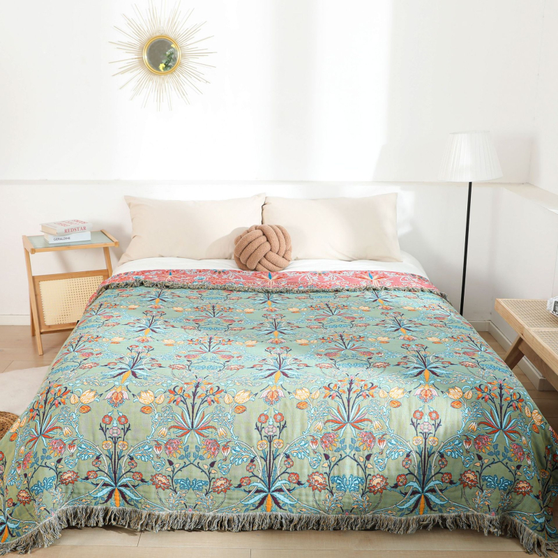 Green Plum Yuyu, pătură de prosop din bumbac pur, cu aer condiționat, pentru canapea, simplă și dublă, pentru pauza de prânz