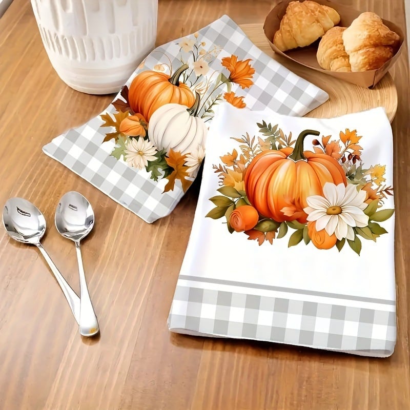 „Temu Shein“ gamyklos ženklinimas, tiesioginio pristatymo spausdintas virtuvinis rankšluostis, rudens moliūgų indų šveitimo pagalvėlė