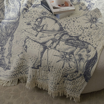 Starry Sky Horse bumbac pur cu patru straturi de tifon pătură multifuncțională pătură lenjerie de pat husă canapea prosop moale respirabil prosop pilotă