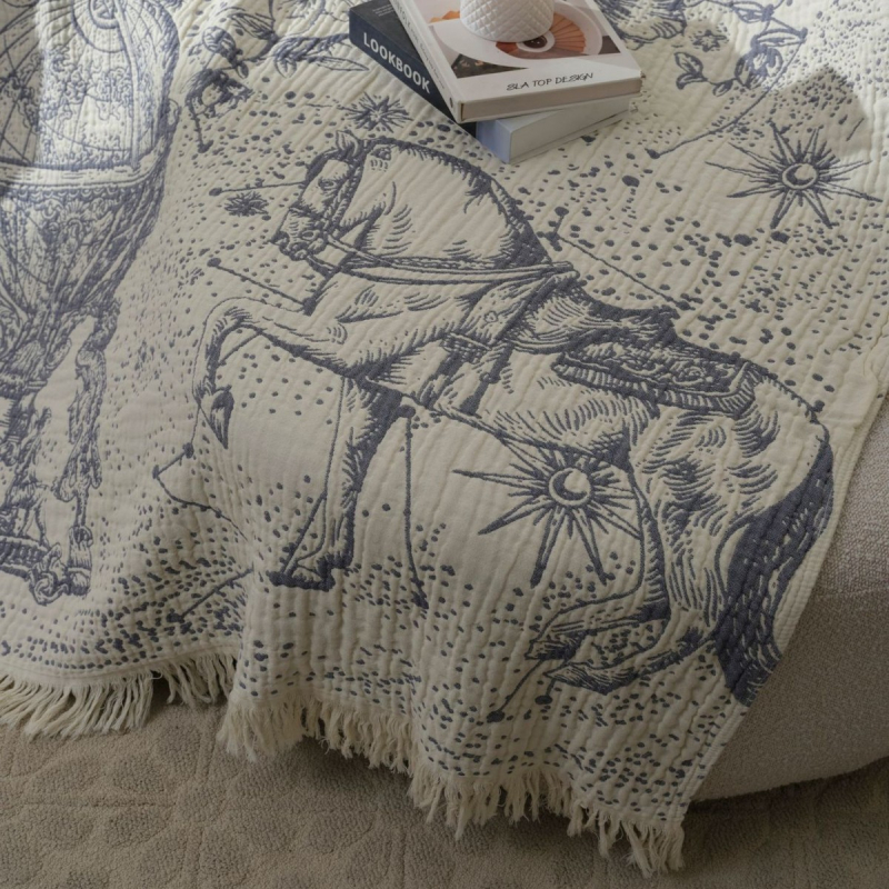 Starry Sky Horse bumbac pur cu patru straturi de tifon pătură multifuncțională pătură lenjerie de pat husă canapea prosop moale respirabil prosop pilotă