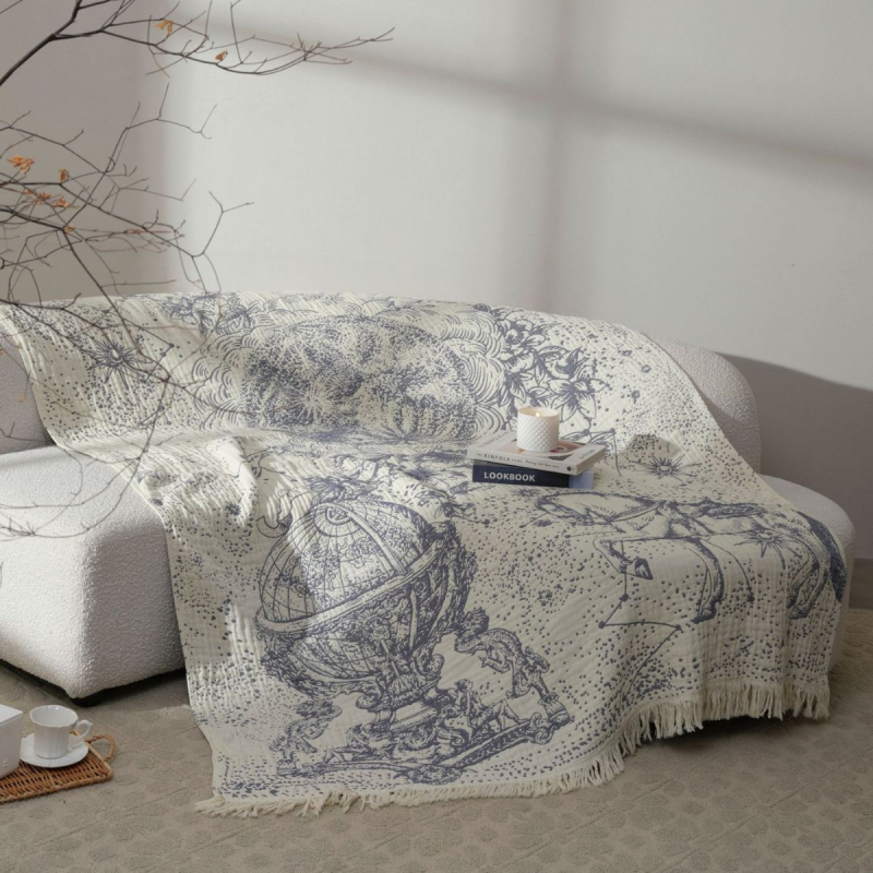 Starry Sky Horse bumbac pur cu patru straturi de tifon pătură multifuncțională pătură lenjerie de pat husă canapea prosop moale respirabil prosop pilotă