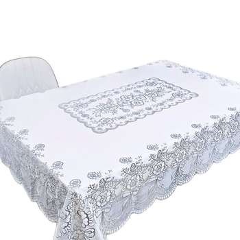 PVC ορθογώνιο τραπεζομάντιλο χωρίς πλύσιμο αδιάβροχο, ανθεκτικό στο λάδι, αντι-εγκαύματα, σαλόνι σπιτιού, ευρωπαϊκού στιλ, κλασικό ζεστό ασημί