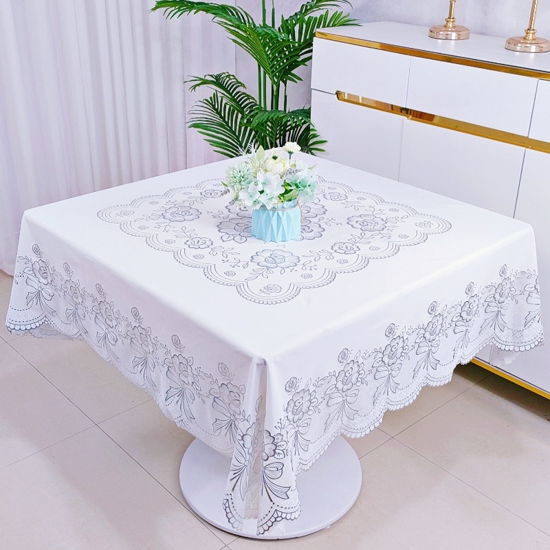 PVC mosásmentes téglalap alakú terítő vízálló olajálló forrázásgátló háztartási nappali európai stílusú klasszikus forró ezüst