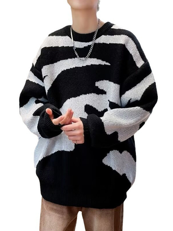 American High Street Vintage Handsome Bottoming Kötöttáru Férfi Lazy Style Ins Trbottoomiy Retro Kötöttáru Túlméretezett