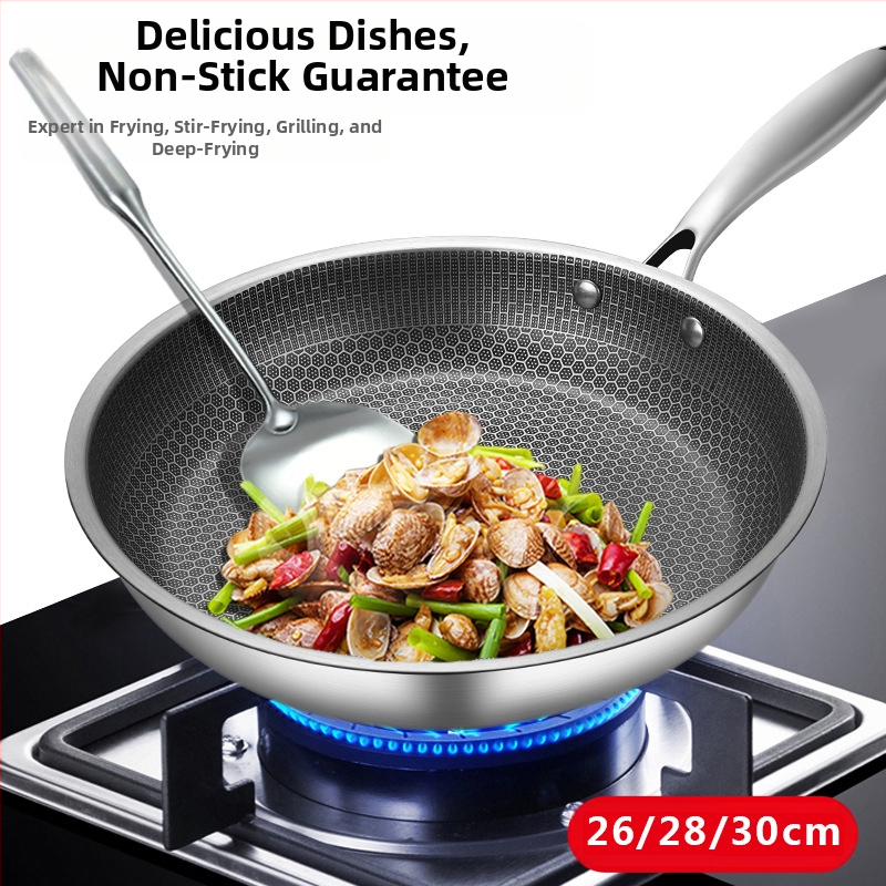 Prispôsobená panvica z nehrdzavejúcej ocele 430 F s nepriľnavým povrchom s voštinovým povrchom, menej oleja, dym, raňajky, vyprážaný steak, palacinka, omeleta