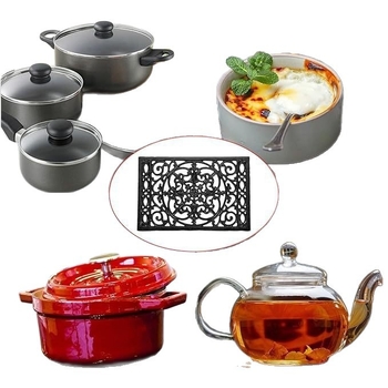 Eksportuoti amerikietiško europietiško stiliaus ketaus puodų kilimėlius, aukštai temperatūrai atsparius, nudegimams atsparius kilimėlius, virtuvės stalo kilimėlius, izoliacinius kilimėlius, lėkščių kilimėlius.