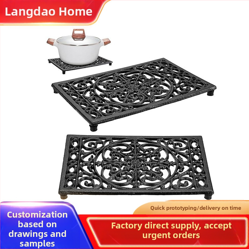 Eksportuoti amerikietiško europietiško stiliaus ketaus puodų kilimėlius, aukštai temperatūrai atsparius, nudegimams atsparius kilimėlius, virtuvės stalo kilimėlius, izoliacinius kilimėlius, lėkščių kilimėlius.