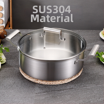 Vokiškas penkių sluoksnių 304 nerūdijančio plieno karštas puodas, europietiško stiliaus dvigubos ausies skaidrus sriubos puodas, „shabu-shabu“ dvigubos ausies sriubos puodas, komercinis karšto puodo baseinas