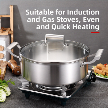 Vokiškas penkių sluoksnių 304 nerūdijančio plieno karštas puodas, europietiško stiliaus dvigubos ausies skaidrus sriubos puodas, „shabu-shabu“ dvigubos ausies sriubos puodas, komercinis karšto puodo baseinas