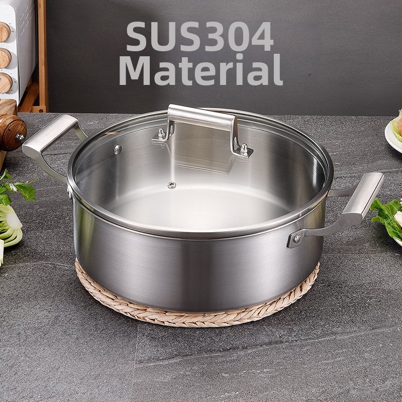 Vokiškas penkių sluoksnių 304 nerūdijančio plieno karštas puodas, europietiško stiliaus dvigubos ausies skaidrus sriubos puodas, „shabu-shabu“ dvigubos ausies sriubos puodas, komercinis karšto puodo baseinas
