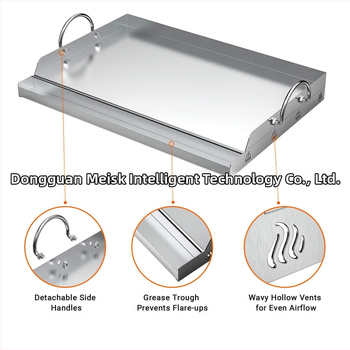 Roostevabast terasest küpsetusgrill pann lameda pealse ja rasvavanni käepidemega gaasi- ja söegrillile
