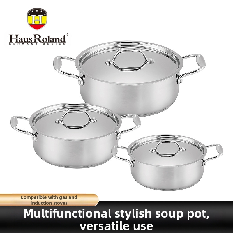 Roostevabast terasest supipoti komplekt, 6-osaline majapidamistarvete ekspordiks mõeldud köögitarvete komplekt, piiriülene gaasibinauraalne piimapott