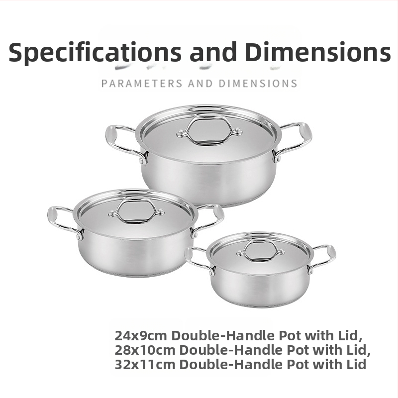 Комплект от 6 тенджери за супа от неръждаема стомана, домакински износ, кухненски прибори, комбинация от тенджери за супа, трансграничен газ, бинаурен съд за мляко