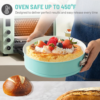 25 cm-es kék rugós tortaforma levehető fedővel, tapadásmentes sajtos sifon mousse süteménysütéshez