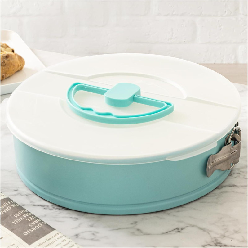 25 cm-es kék rugós tortaforma levehető fedővel, tapadásmentes sajtos sifon mousse süteménysütéshez