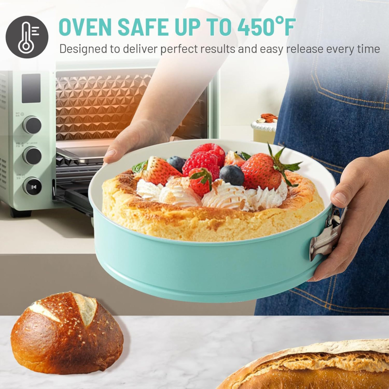 25 cm-es kék rugós tortaforma levehető fedővel, tapadásmentes sajtos sifon mousse süteménysütéshez