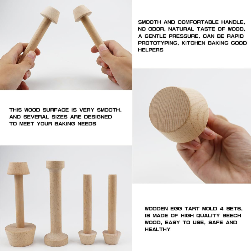 „Pasidaryk pats“ medinis pyrago plūktuvas, tinkantis pyrago tešlos plūktuvui, medžio masyvo medinis plaktukas, dvipusis pyrago plūktuvas