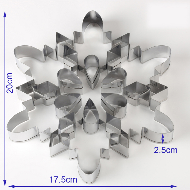 Εργαλεία ψησίματος από ανοξείδωτο ατσάλι, νιφάδα χιονιού, τρισδιάστατη χριστουγεννιάτικη φόρμα μπισκότων, τρισδιάστατη