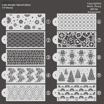 Új, 15*39cm-es, határokon átnyúló, krémszínű tortaszél-nyomtató sablon, 10 darabos, európai mintás totem dekoráció, saját kezűleg készítve
