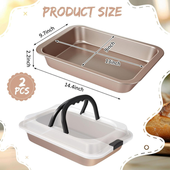 Fekete Arany Kétszínű 2 Részes Készlet Szénacél Tapadásmentes Sütőforma Fedővel Fogantyúval Brownie Sütés Főzés Sütés