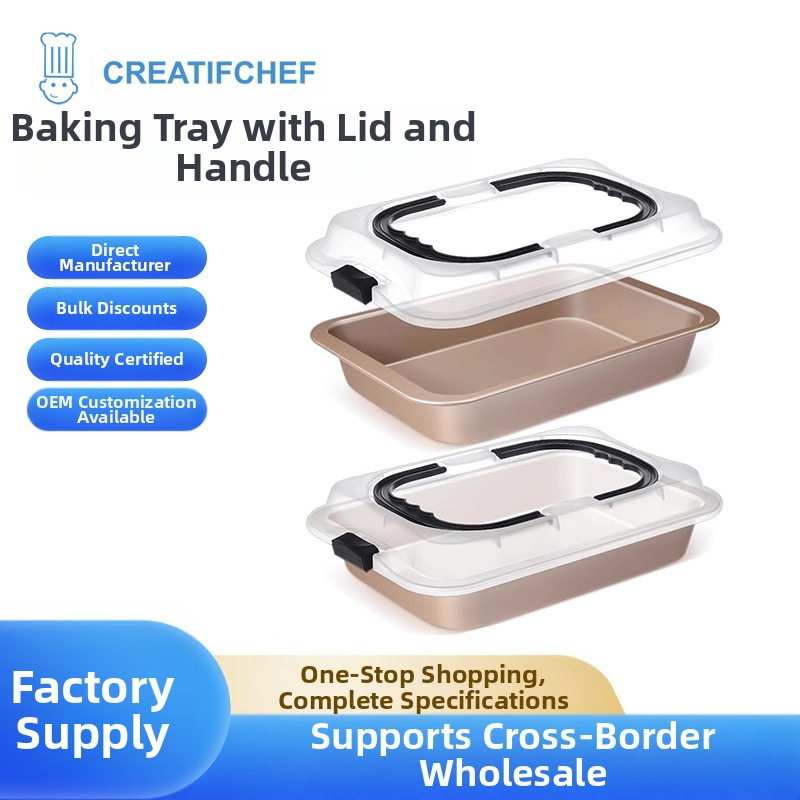 Fekete Arany Kétszínű 2 Részes Készlet Szénacél Tapadásmentes Sütőforma Fedővel Fogantyúval Brownie Sütés Főzés Sütés