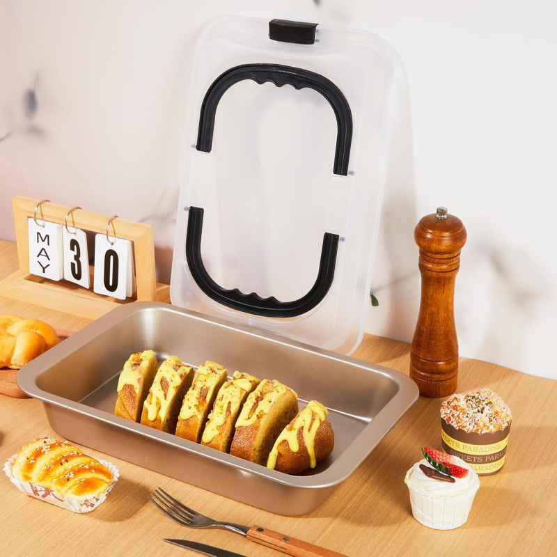 Fekete Arany Kétszínű 2 Részes Készlet Szénacél Tapadásmentes Sütőforma Fedővel Fogantyúval Brownie Sütés Főzés Sütés