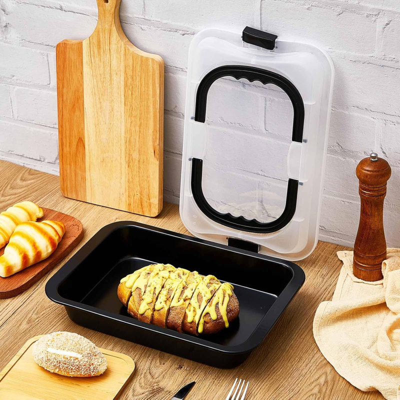 Fekete Arany Kétszínű 2 Részes Készlet Szénacél Tapadásmentes Sütőforma Fedővel Fogantyúval Brownie Sütés Főzés Sütés