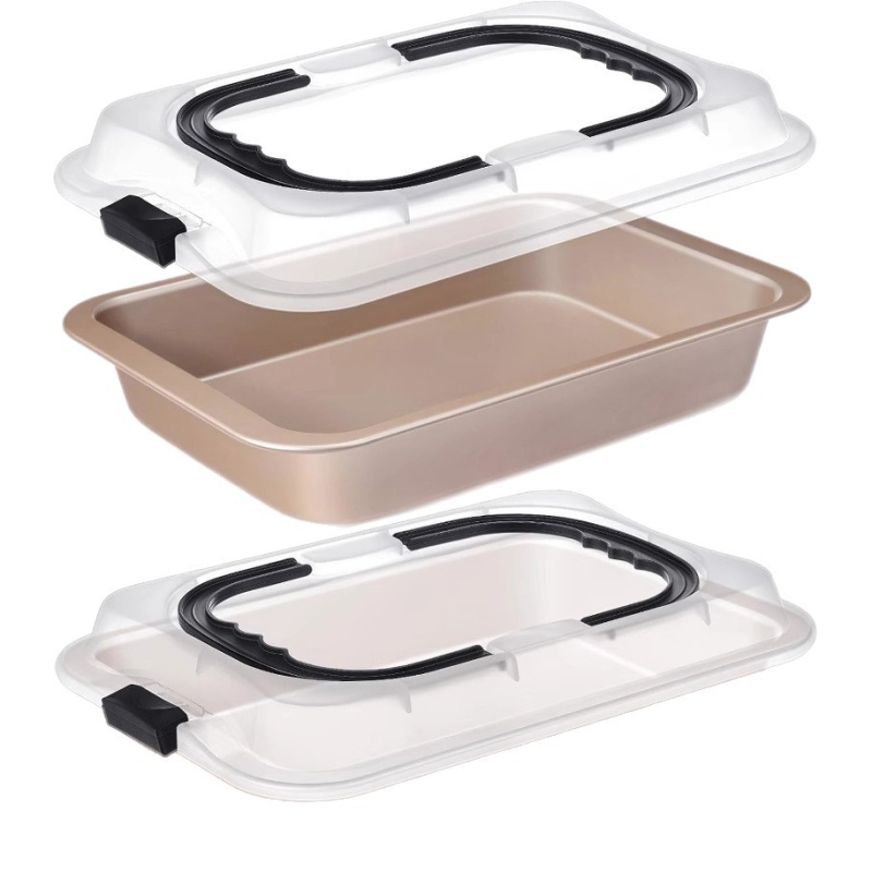 Fekete Arany Kétszínű 2 Részes Készlet Szénacél Tapadásmentes Sütőforma Fedővel Fogantyúval Brownie Sütés Főzés Sütés