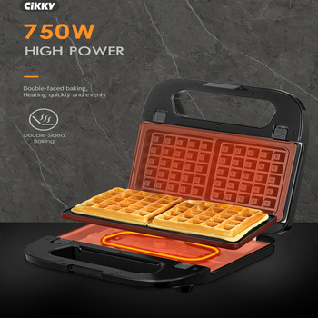 Trijų viename sumuštinių gaminimo aparatą, buitinį lengvų pusryčių aparatą, galima atskirti ir išvalyti