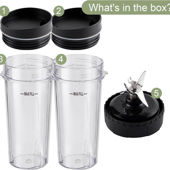 5 dalių „Ninja“ maišytuvo priedų rinkinys, 16 uncijų, tinka BL660, BL663, BL665Q, BL740, BL770