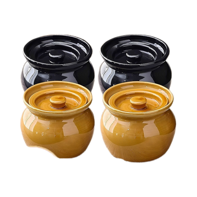 Keraminis molinis puodas sriubai, troškiniui skirtas puodelis namams, vandens atskyrimo troškintuvas vienam asmeniui su dangčiu, maistinės kokybės sriubos garinimo puodelis, sutirštintas keraminis puodas