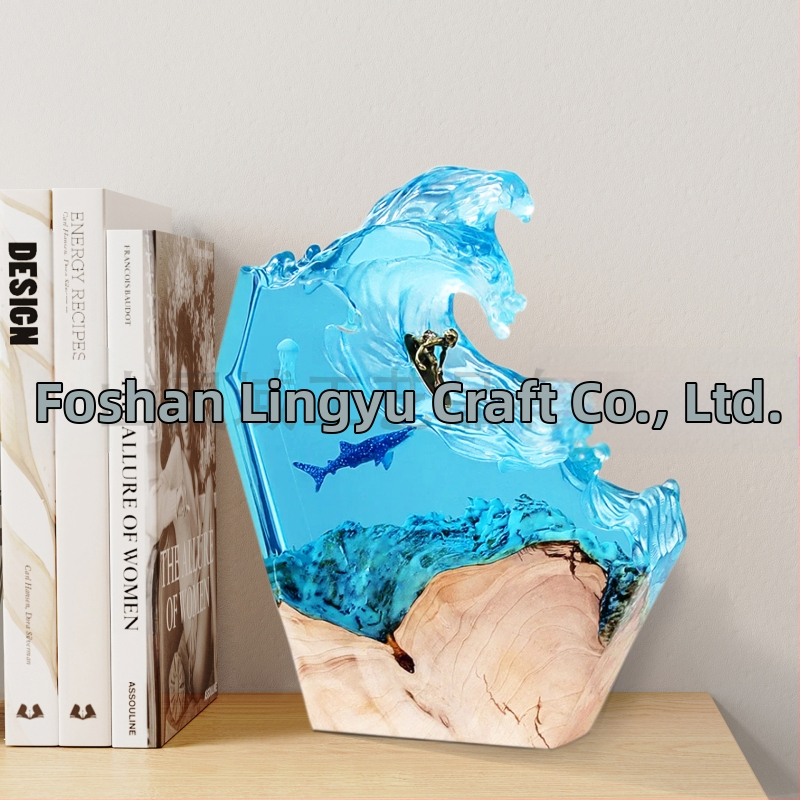 Cetcápa szörfözés fiatal tengeri gyanta lámpa tömörfa kreatív díszek hálószoba dekoráció anyák napi ajándék határokon átnyúló robbanások