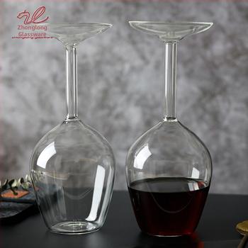 Βοροπυριτικό γυαλί διαφανές ποτήρι κρασιού οικιακό δημιουργικό απλό ανεστραμμένο ποτήρι κρασιού σε σχήμα κυπέλλου ανεστραμμένο ποτήρι κρασιού