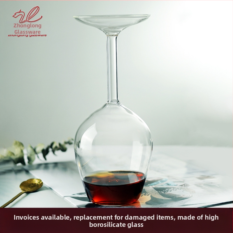 Boroszilikát üveg átlátszó borospohár háztartási kreatív egyszerű fordított kehely alakú bor fordított borospohár