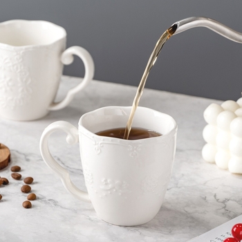 Reljefinis keraminis drugelio nėrinių kavos puodelis arbatos puodelis pieno arbatos puodelis puodelis pieno puodelis pusryčių puodelis tiesioginis pardavimas gamykloje