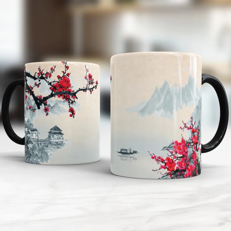 Керамична чаша за мляко Mount Fuji Cherry Blossom 350 мл