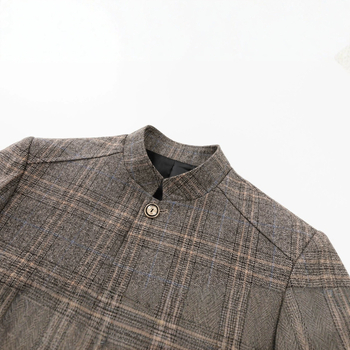 Σε απόθεμα Ανδρικό Casual Καρό Κοστούμι Άνοιξης και Φθινοπώρου σε Κορεατικό Στυλ με Γιακά με Στάντινγκ και Γιακά Μανταρίνι Ριγέ Μπλέιζερ Τοπ