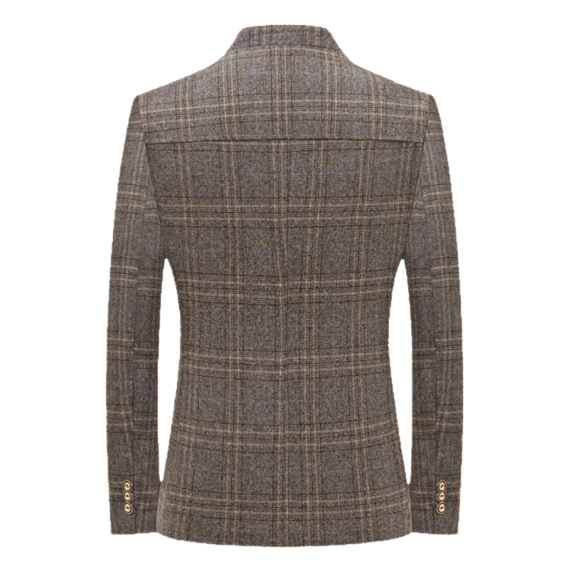 Σε απόθεμα Ανδρικό Casual Καρό Κοστούμι Άνοιξης και Φθινοπώρου σε Κορεατικό Στυλ με Γιακά με Στάντινγκ και Γιακά Μανταρίνι Ριγέ Μπλέιζερ Τοπ