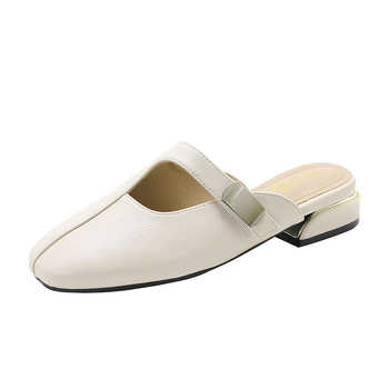 Παντόφλες με χοντρό τακούνι και καπάκι στα δάχτυλα για γυναικεία εξωτερικά ρούχα, νέες ανοιξιάτικες και καλοκαιρινές πολυχρηστικές, μοντέρνες slip-on σανδάλια, μεγάλα γυναικεία παπούτσια