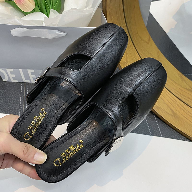 Vastag sarkú, lábujjvédős félpapucs női külső viseletre, új tavaszi és nyári, sokoldalú, divatos dizájnú, bebújós szandálok, nagy méretű női cipők