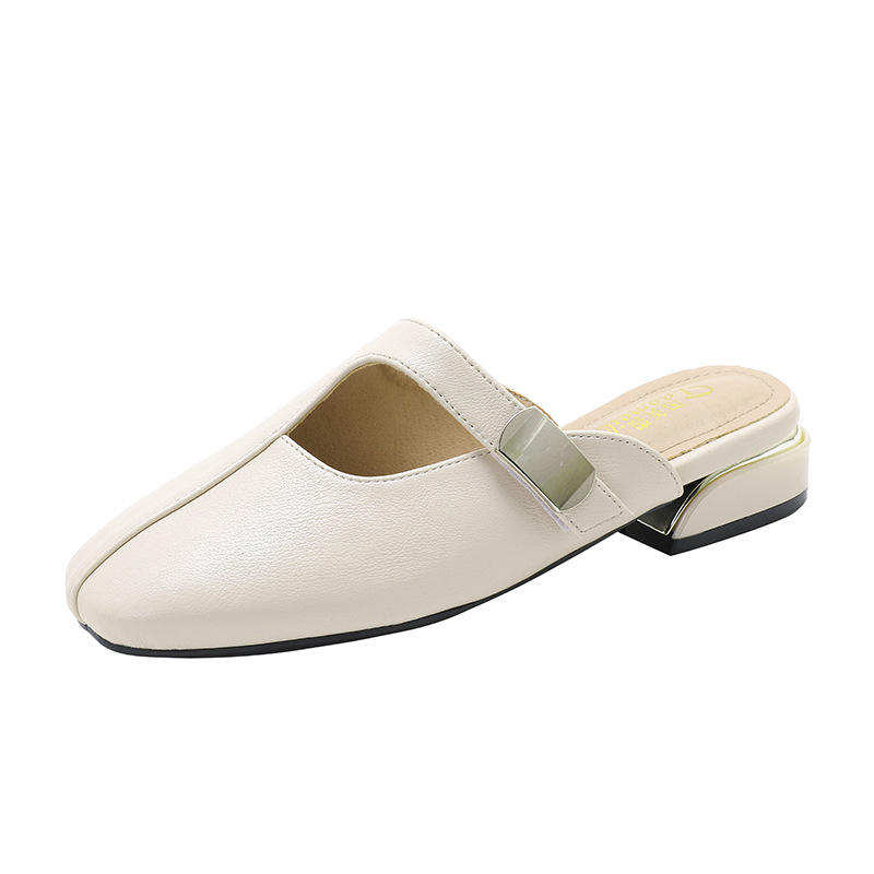 Vastag sarkú, lábujjvédős félpapucs női külső viseletre, új tavaszi és nyári, sokoldalú, divatos dizájnú, bebújós szandálok, nagy méretű női cipők