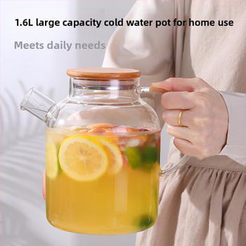Τσαγιέρα κρύου νερού για οικιακή χρήση, ανθεκτική σε υψηλές θερμοκρασίες, γυάλινη, βραστήρας κρύου νερού για τρόφιμα, τσαγιέρα φρούτων μεγάλης χωρητικότητας, σετ κυπέλλων κρύου βρασμένου νερού