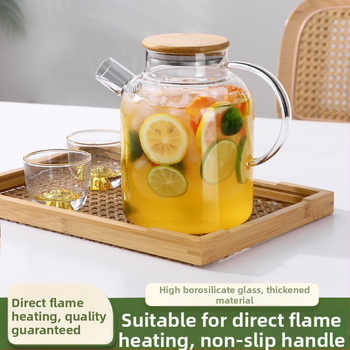 Τσαγιέρα κρύου νερού για οικιακή χρήση, ανθεκτική σε υψηλές θερμοκρασίες, γυάλινη, βραστήρας κρύου νερού για τρόφιμα, τσαγιέρα φρούτων μεγάλης χωρητικότητας, σετ κυπέλλων κρύου βρασμένου νερού