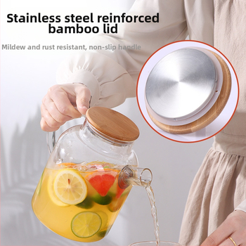 Τσαγιέρα κρύου νερού για οικιακή χρήση, ανθεκτική σε υψηλές θερμοκρασίες, γυάλινη, βραστήρας κρύου νερού για τρόφιμα, τσαγιέρα φρούτων μεγάλης χωρητικότητας, σετ κυπέλλων κρύου βρασμένου νερού