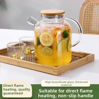 Τσαγιέρα κρύου νερού για οικιακή χρήση, ανθεκτική σε υψηλές θερμοκρασίες, γυάλινη, βραστήρας κρύου νερού για τρόφιμα, τσαγιέρα φρούτων μεγάλης χωρητικότητας, σετ κυπέλλων κρύου βρασμένου νερού