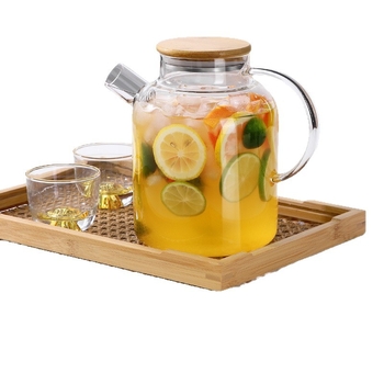 Τσαγιέρα κρύου νερού για οικιακή χρήση, ανθεκτική σε υψηλές θερμοκρασίες, γυάλινη, βραστήρας κρύου νερού για τρόφιμα, τσαγιέρα φρούτων μεγάλης χωρητικότητας, σετ κυπέλλων κρύου βρασμένου νερού