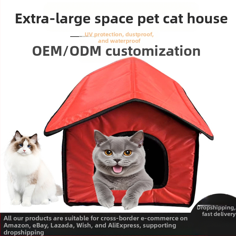 Four Seasons univerzális macskafészek macskaház csúszásgátló műanyag leengedhető aljú kisállatfészek zárt, nagyméretű macskaház kabin