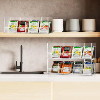 Διασυνοριακή Ζεστή Πώληση Ακρυλικό Τσάι Ράφι Αποθήκευσης Διαφανής Αφαιρούμενη Κάψουλα Στοίβαξης Τσάντα Ζάχαρης Καφέ Ράφι Αποθήκευσης Μπαρ