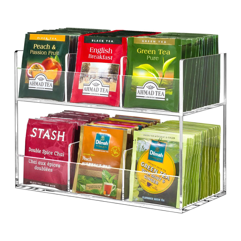 Határokon átnyúló, forró eladású akril teafilter tároló állvány, átlátszó, kivehető, egymásra rakható kapszula kávé cukorfilter bár tároló állvány