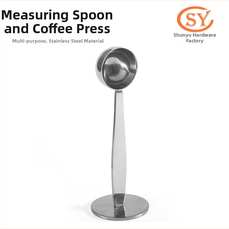 Individualus 304 nerūdijančio plieno kavos matavimo šaukštas, presuoti milteliai, dvigubos paskirties kavos šaukštas, presuoti milteliai, stovintis šaukštas, du viename kavai